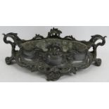 A 19th century French metal table centre with acanthus leaf decoration and zinc liner. Length
