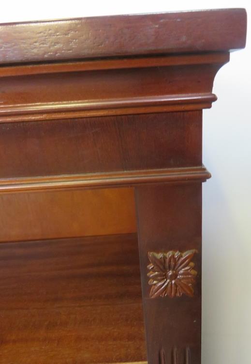 A reproduction mahogany period style tall open bookcase of five height adjustable shelves, flanked - Image 3 of 3