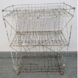 A Victorian bent wire plant stand painted white. Condition report: Some paint loss. H61cm W46cm