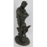 A bronzed composite figure 'Father and Daughter' with patinated Verdigris finish. Height 56cm.