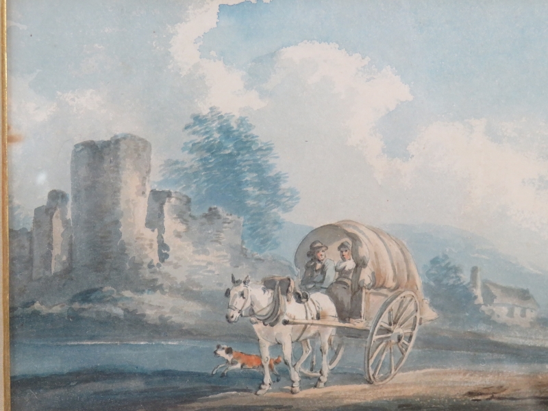 Peter La Cave (fl. 1769-1810) - 'Male and female figures in a horse drawn cart, with a dog running - Image 2 of 4