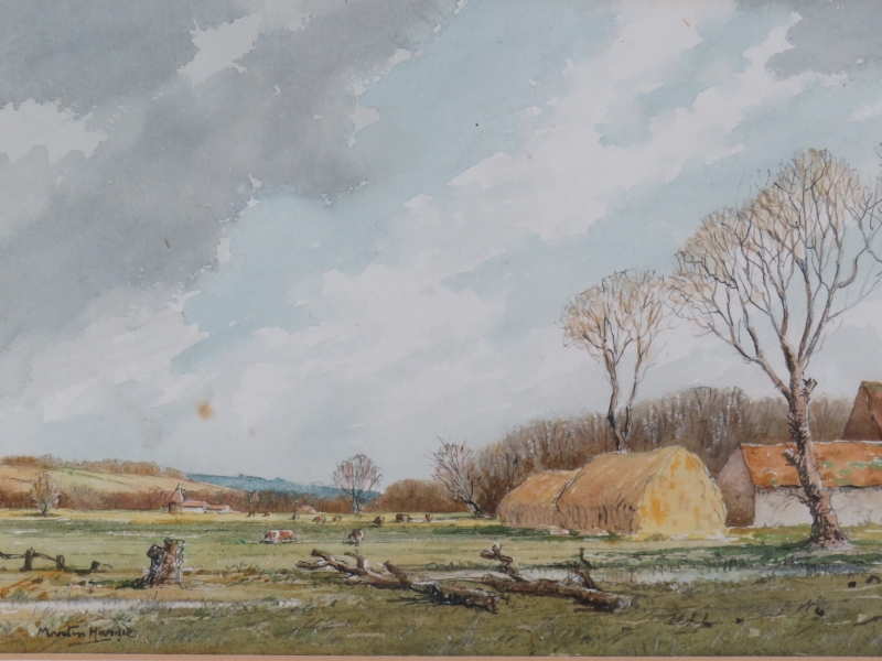 Martin Hardie (1875-1952) - 'Farm Scene', watercolour, signed, 20cm x 34cm, framed. Provenance: A - Image 2 of 4