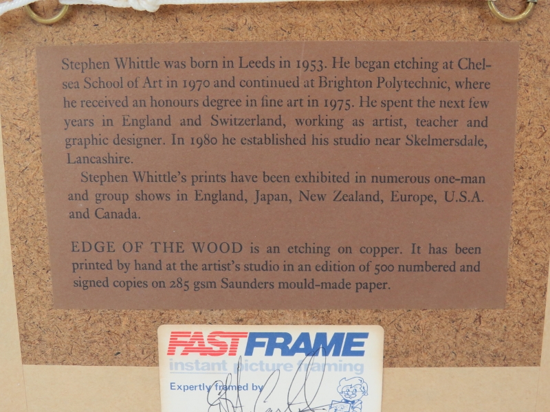 Stephen Whittle (b.1953) - 'Waggon track', and 'Edge of Wood', a pair, pencil signed limited edition - Image 5 of 6