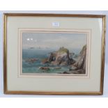 Edmund Morison Wimperis (1835-1900) - 'Lands End', watercolour, signed with initials, 21cm x 34cm,