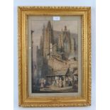 Samuel Prout, OWS (British 1793-1852) - 'Rouen' (France), watercolour, signed, plaque applied to