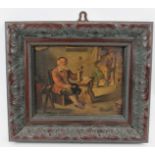 Continental School (19th century) - 'Tavern Scene', oil on metal panel, 15cm x 19cm, framed.
