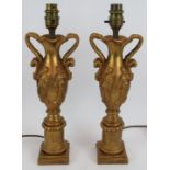 A pair of classical style gilded table lamps of urn form. Height 36cm. (pr). Condition report: