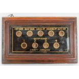 An antique mahogany cased servant's bell box with nine stations, maker A Parrett, Jarvis Brook. 48cm
