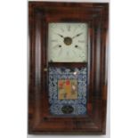 A 19th Century American 30hr wall clock with striking movement, by E.N. Welch. Mahogany veneer