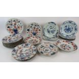19 various 18th century Chinese porcelain plates decorated in blue & white or Imari colours, plus