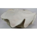 A large decorative replica clam shell constructed from lightweight composite. Length 72cm. Height