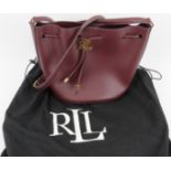 A Ralph Lauren 'Lauren' burgundy leather bucket handbag with original dust bag. All handbags