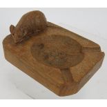 An early Robert 'Mouse Man' Thompson carved oak ashtray with long tailed mouse and ink signature