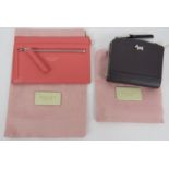 A Radley pink leather card holder and a Radley grey leather zip top coin/card purse. Both with