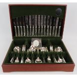A 52 piece 8 setting Butler of Sheffield silver plated canteen in cutlery of Dubarry pattern.