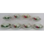 A set of 6 late 18th/early 19th century continental porcelain cups and saucers with floral