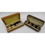 A pair of gentleman's 9ct gold cufflinks (monogrammed), another pair of gold over silver