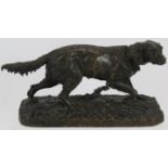 19th Century bronze Animalier sculpture of a Setter dog by Pierre-Jules Meme (French 1810-1879).