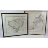 Two 18th century hand coloured Kentish maps, one being The Hundred of Eastry, Sandwich and the other