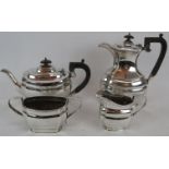 An Edwardian Georgian style silver plated tea set, 4 piece, by Harrison Fisher & Co. (4) Condition