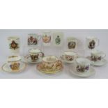 Six Royal Commemorative cups and mugs Edward VII - Elizabeth II and six Royal Commemorative cups and