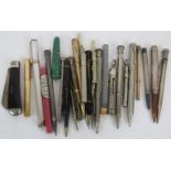 A collection of mainly vintage and antique pencils, including four silver examples and two pen