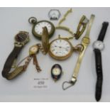 A collection of watches to include an American Waltham pocket watch and one other pocket watch.