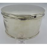 A heavy oval silver biscuit barrel, approx 6" across x 4" high, Sheffield 1937, approx weight 24