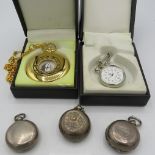 A silver sovereign case, London 1886, two other silver sovereign cases both fully hallmarked., a '