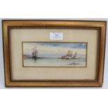 British School (Early/Mid 20th century) - 'Coastal seascape with sailboats', watercolour, 8cm x