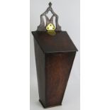 A Georgian oak candle box of tapering form with pierced back plate. Height 53cm. Condition report: