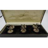 A set of six silver menu holders in the shape of flying ducks, Sheffield 1996, approx weight 1.7