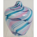 A studio glass pink and blue vase believed to be by Charlie Meaker (1946-2011), unsigned. Height
