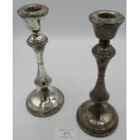 A pair of silver candlesticks, Birmingham 1981, approx 8" high. Condition report: Slight surface