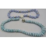A rare AAA Larimar necklace found in the Dominican Republic with a white metal 'Cliclasp', approx