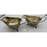 A pair of Mappin & Webb silver sauce boats, Sheffield 1965, approx weight 6.6 troy oz/207 grams.