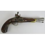 A good quality 20th century copy of a 17th century flintlock pistol with fully cocking lock, steel