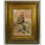 William Henry Hunt (1790-1864) - 'A son of toil', watercolour, signed and dated 1829, inscribed to