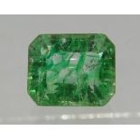 Emerald green octagon faceted stone, possibly 13mm x 10mm emerald, approx 10.55cts.