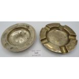 A small Scottish silver dish, Edinburgh 2001 and a silver ashtray, Sheffield 1900, approx weight 4.8