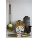 A 19th century French brass comtoise striking wall clock with enamelled dial signed Tripied. Brass