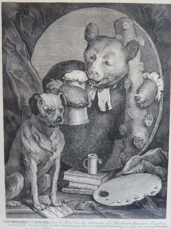 An 18th century satirical engraving by William Hogarth, The Bruiser, C Churchill in the character of - Image 2 of 4