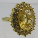 Citrine ring, size Q, 20mm x 15mm portrait setting, yellow gold/925. Condition report: Excellent.