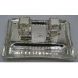 A superb quality Edwardian silver inkwell desk stand by Asprey of London, full hallmarks for