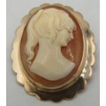 A 9ct gold cameo brooch of a young girl, approx 40mm x 30mm, approx weight 8.3 grams. Condition