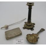 A Georgian silver King's pattern caddy spoon with elaborate embossed bowl, indistinct Birmingham