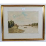 George Oyston (1861-1937) - 'Kingston Bridge, Kingston, Surrey', watercolour, signed, old hand