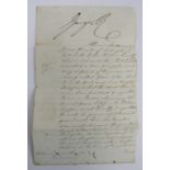A George IV hand signed patent letter dated 1828 and counter signed by Robert Peel. The letter is