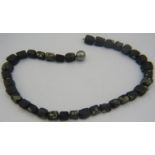 A rare black pyrites necklace with white metal push & twist 'Cliclasp' clasp, approx 19" long,
