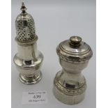 An 18th century sugar caster, London hallmarks, indistinct maker possibly SW, approx 5" high, approx